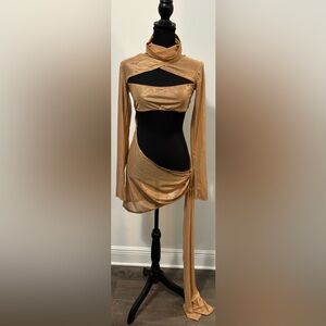 NWT Dolls Kill / Club Exx Gold Dreamland Dancer Bodycon Dress